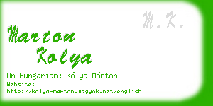 marton kolya business card