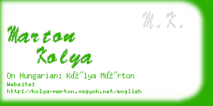 marton kolya business card